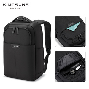 Kingsons Laptop <b>Backpack</b> 20-35L Lightweight Business Travel Male Solid Color <b>Black</b> And Green Handle With Laptop Compartment - Product Image 3
