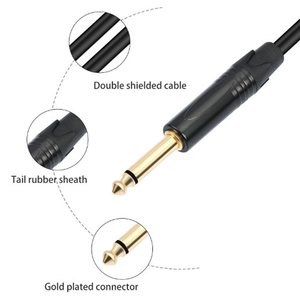 1/4 TS câble blindé <span class=keywords><strong>Double</strong></span> <span class=keywords><strong>couche</strong></span> grand 2 noyaux plaqué or 6.35mm mâle à mâle guitare électrique Console de mixage câble Audio - Product Image 5