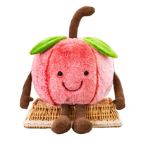 Aangepaste Kawaii Fruit Pluche Knuffel Zachte Gevulde Perzik Pluche Pop Schattig Lachende Kersen Speelgoed voor Verjaardagscadeau
