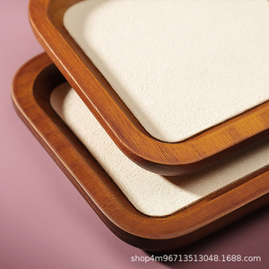 Solid Wood Jewelry Tray Rectangle Square Shape Display Storage Desktop Organizer For <b>Necklace</b> <b>Ring</b> Bracelet Earring Photo Prop - Product Image 4
