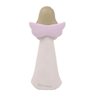 Offre Spéciale : Figurine d'<span class=keywords><strong>ange</strong></span> en résine ODM, peinte à la main, ailes roses, tenant une fleur – Décoration inspirante pour étagère, cadeau pour tante, idéal pour les fêtes - Product Image 3