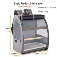 Sac à dos de transport pour oiseaux de grande capacité, pliable, pour perroquets, en tissu Oxford, pour animaux de compagnie, pour l'extérieur, toutes saisons