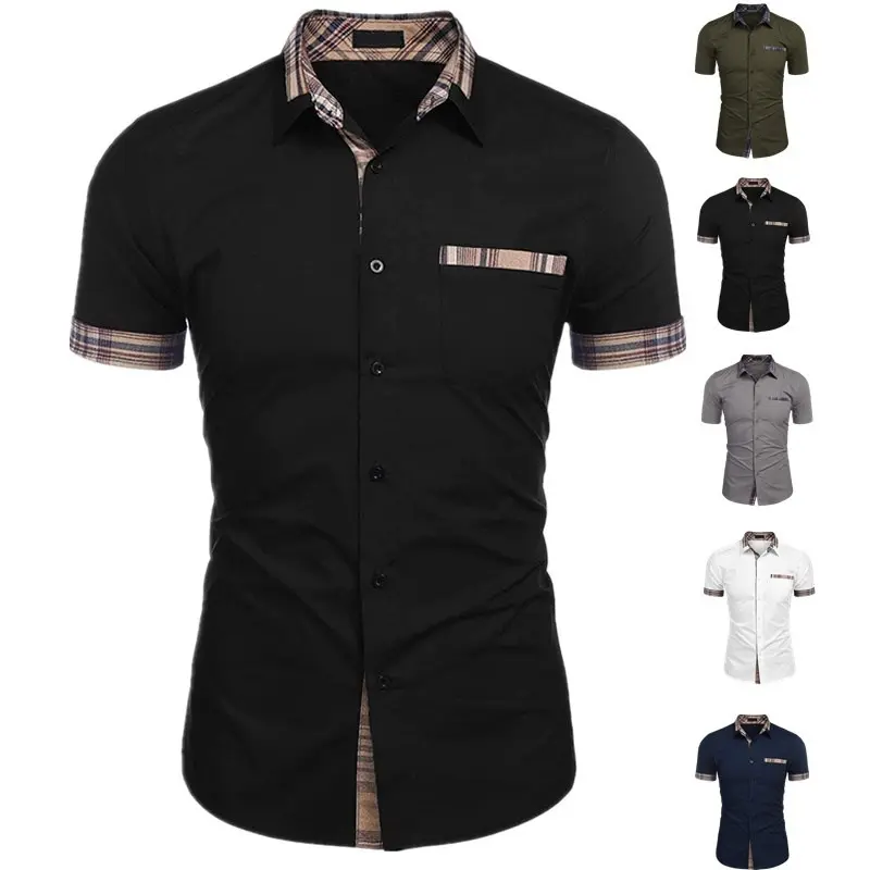 Men's short-sleeved 2022 summer new casual shirt men's plaid business men's clothing