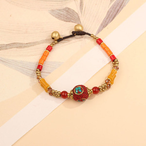 <span class=keywords><strong>Bracciale</strong></span> Etnico Tibetano Nepalese <span class=keywords><strong>con</strong></span> Ciondoli in Rame Direttamente dalla Fabbrica Braccialetto Vintage Fatto a Mano <span class=keywords><strong>con</strong></span> Perline Geometriche e Campanellino - Product Image 6