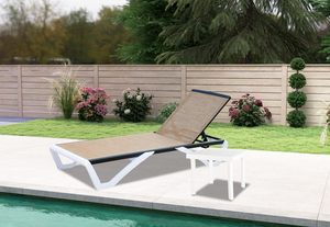 <span class=keywords><strong>Tumbona</strong></span> ajustable de aluminio para exteriores junto a la piscina, <span class=keywords><strong>tumbona</strong></span> de plástico para todo tipo de clima con mesa para cubierta de césped o patio trasero - Product Image 3