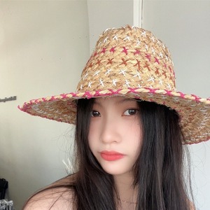 Sombrero de Rafia para Mujer, Estilo Hepburn, Protección Solar, Transpirable, de Ala Ancha, para Vacaciones en la Playa, en Rosa, Verde, Azul y Marrón - Product Image 2