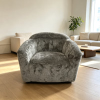 Fauteuil simple en tissu texturé gris, mousse haute densité, fauteuil d'appoint pour villa, café, gîte, usage commercial – Vente directe usine