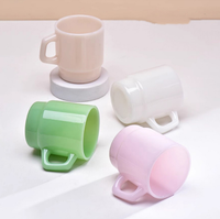 Tasse en verre de jade de lait créatif Tasse à eau colorée en verre de ménage de haute qualité avec poignée Tasse à jus de café rétro simple