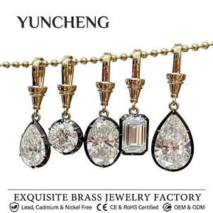 Collier à chaîne de perles plaqué or bicolore avec pendentif pour femme, zircon multi-formes (poire, ovale, rond, baguette), bijoux résistants au ternissement - Product Image 1