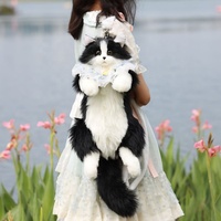 Mini Sac à Dos en Peluche Chat Noir 3D Tendance Fait Main pour Femme, Cadeau Unique pour les Amoureux des Chats