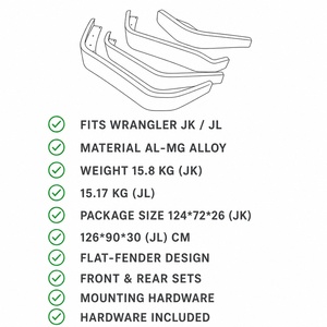 Élargisseurs d'ailes style <span class=keywords><strong>Avengers</strong></span> pour Jeep Wrangler JK JL 2007-2025, ensemble de garde-boue en alliage d'aluminium, directement de l'usine - Product Image 4