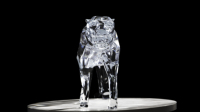 Sculpture de léopard en résine transparente peinte à la main, écologique, prix d'usine, grande décoration d'intérieur, ornements