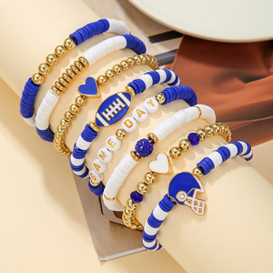 Conjunto de Pulseras Deportivas con Letras y Cuentas, Estilo Europeo Americano, para Rugby, Joyería Unisex, Accesorios para Regalo - Product Image 2