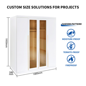 Armoire en verre moderne à 4 portes, design métallique, en acier, pour vêtements, vente en gros - Product Image 2