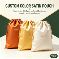 Sac à cordon en satin avec logo personnalisé, sac anti-poussière en satin, pochette en soie pour extensions de cheveux, perruques, bijoux, emballage et rangement