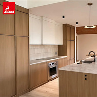 Armoire de cuisine Allandcabinet en chêne blanc massif, placage de bois scié, style Japandi Wabisabi, panneaux personnalisés, dernier modèle, pour la maison