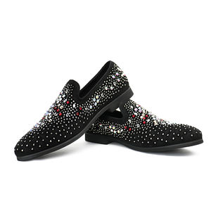 Chaussures habillées décontractées pour hommes en daim et cuir véritable, imperméables, à enfiler, avec strass, idéales pour l'automne et les soirées – Meilleures ventes en gros - Product Image 1