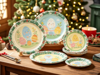 Assiette en papier jetable légère à bord gaufré pour fêtes, traiteur, hôtel