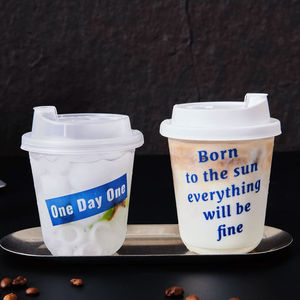 Bicchieri Monouso per Bubble Tea con Logo Personalizzato 12/14/16/18/24OZ, Bicchieri Trasparenti a Forma di U in PET per Caffè con Coperchi - Product Image 1