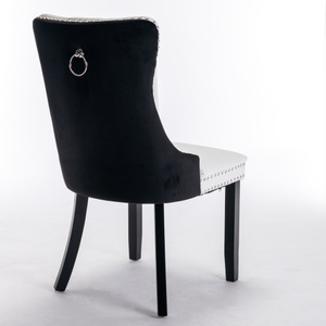 Silla de Comedor Tapizada en Terciopelo PU de Alta Gama, Diseño Moderno con Mechones, Base de Madera Sólida - Product Image 5