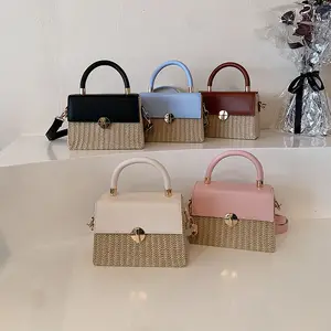 Hot Sale Straw Box Purses 2024 Young Women's New Summer Handbags Ladies Fashion Straw Bags For Females