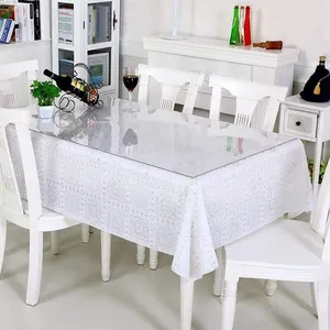 Toalha de mesa retangular de pvc, design de vidro macio transparente e retangular de 2.0mm à prova d'água e óleo