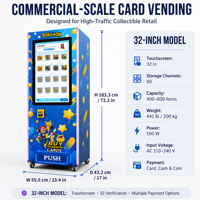 Máquina Expendedora Comercial de Tarjetas Pokémon, 60 Vías, Pantalla Táctil, Equipo Automático para la Venta de Tarjetas Coleccionables