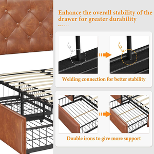 Customized Modern Leather Tufted Double <strong>Bed</strong> <strong>Base</strong> Bedroom Furniture Set <strong>with</strong> Soft <strong>Drawers</strong> and Storage Function - Product Image 4