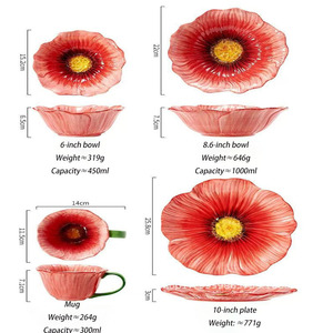 Juego de Platos de Porcelana con Diseño Floral en Relieve de Diseño Coreano Ecológico con Diseño Moderno Pintado a Mano para Fiestas, Cenas <span class=keywords><strong>y</strong></span> Vajilla - Product Image 5