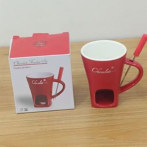 Süße Fondue-Tasse <span class=keywords><strong>f</strong></span>ür Romantische Abende und Mehr - Schokoladen-Schmelzbecher-Set mit Gabeln Perfekt Als Fondue-Becher oder Schokoladen-Fondue-Tasse - Product Image 3