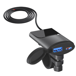 <span class=keywords><strong>Chargeur</strong></span> rapide étanche 12-24V QC3.0 double port USB-A+USB-C+Type-C pour guidon de <span class=keywords><strong>moto</strong></span> et téléphone portable - Product Image 1
