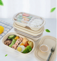 Boîte à lunch jetable écologique compostable et biodégradable Sumkoka, vaisselle en bagasse de canne à sucre et pulpe de papier