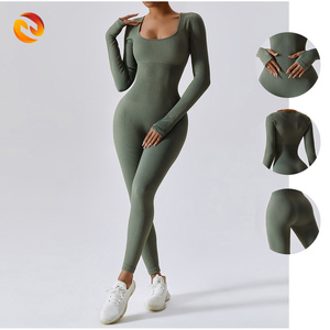 <span class=keywords><strong>Mono</strong></span> Deportivo Personalizado de Una Pieza, <span class=keywords><strong>Mono</strong></span> de Yoga <span class=keywords><strong>Ajustado</strong></span> de <span class=keywords><strong>Manga</strong></span> <span class=keywords><strong>Larga</strong></span> sin Costuras para Mujer - Product Image 1