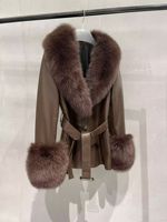 Nouvelle arrivée 2023 Manteau en cuir doux pour femmes avec fourrure pour l'hiver