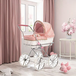 Poussette en velours côtelé rose <span class=keywords><strong>de</strong></span> rêve-Accents blancs doux et tissu pelucheux, landau sur le thème <span class=keywords><strong>de</strong></span> la fantaisie pour les jeux <span class=keywords><strong>de</strong></span> rôle (à partir <span class=keywords><strong>de</strong></span> 3 ans) - Product Image 2