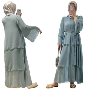Summer Middle East Muslim <strong>Plus</strong>-<strong>Size</strong> Chiffon Dress with Cardigan Cake Skirt &amp; Robe Abaya Islamic <strong>Clothing</strong> From Dubai - Product Image 6