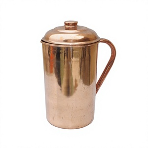 Jarra de Agua Moderna Ecológica de Cobre Puro con Tapa, Recipiente para Almacenar Agua, Bebidas Ayurvédicas, para el Hogar y la Cocina - Product Image 1