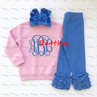 Ensemble de leggings et sweat-shirt à volants pour bébé, en coton, tenue 2 pièces pour tout-petits, vente en gros, ensemble de vêtements pour filles