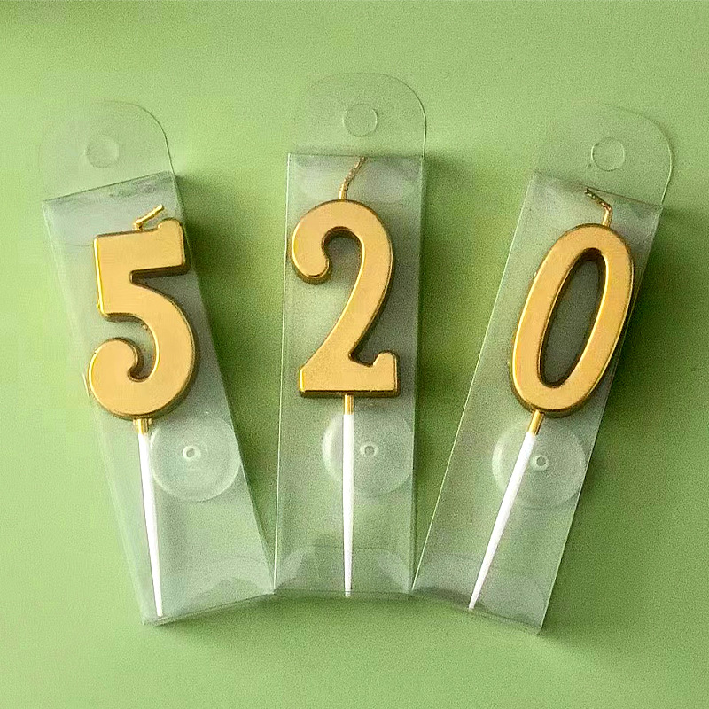Huaien Factory's Handmade Gold Plated 0-9 Number Candles Creative Novelty Paraffin Wax Birthday Cake Decorations Parties