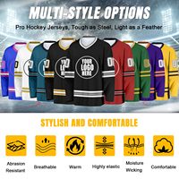 Maillot de hockey sur glace personnalisé à manches longues en polyester par sublimation, uniforme vierge pour équipe/club, motif drapeau, écologique, unisexe adulte