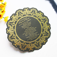 Fancy Flower Gold Foiling Black Paper Boda Cena Menú Tarjeta DIY Hecho a mano Restaurante Fiesta Menús