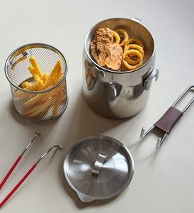 304/316SS小型金属ディープフライヤー2QTオイルポット蓋付き誘導対応家庭料理用ホリデーギフト用特殊ツール - Product Image 3