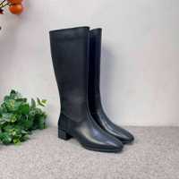 Nouvelle Collection Automne – Bottes d'équitation montantes en cuir pleine fleur couleur unie, respirantes et chaudes, avec fermeture éclair latérale, talon compensé et bout pointu