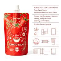 Sachet Doypack personnalisé imprimé avec bec verseur en feuille d'aluminium, en PET/AL/NY/RCPP, pour sauces alimentaires liquides (tomate)