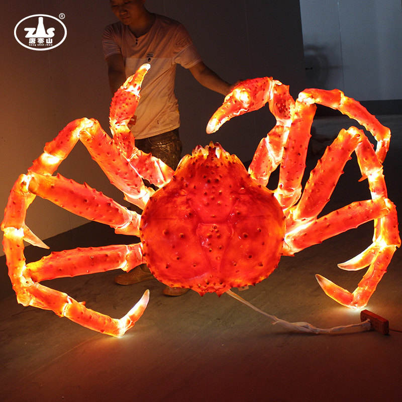 Realistic Illuminated Fiberglass Emperor Crab Sculpture Semi-handmade ...