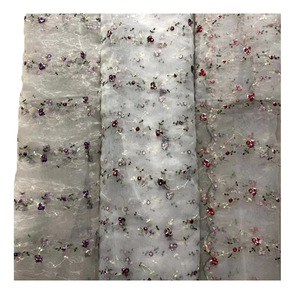 2025 nouveau Design violet fleur de cerisier brodé dentelle broderie <span class=keywords><strong>tissu</strong></span> Organza <span class=keywords><strong>tissu</strong></span> pour vêtements pour enfants - Product Image 2