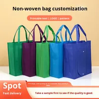 Sac publicitaire pliable en non-tissé laminé, écologique, horizontal, vierge, tridimensionnel, pour vêtements et courses