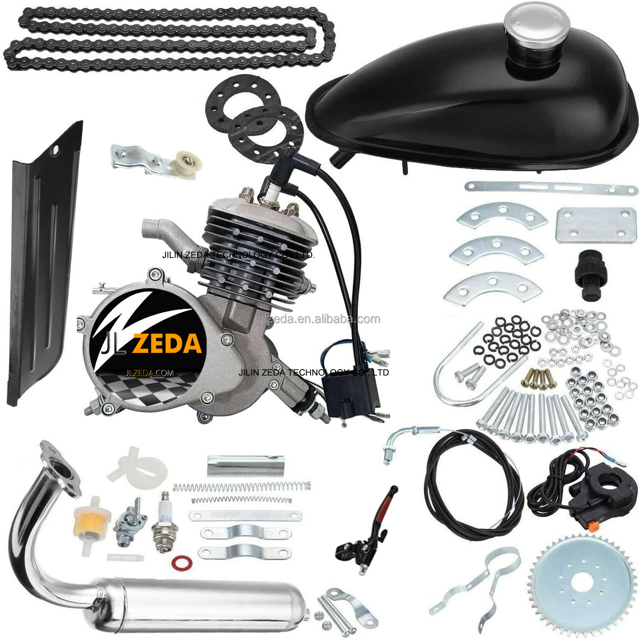 ZEDA Motorised 2 Stroke Bike 80cc Engine Kit 2 Spark Plug CDI