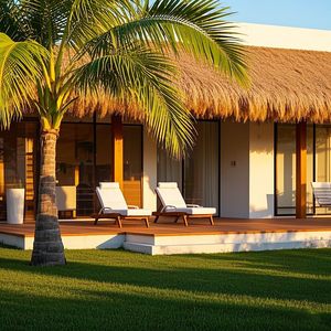 Café con temática de playa, cabina para exteriores, techo de paja de Palma artificial, <span class=keywords><strong>empresas</strong></span> de construcción, tejas lisas - Product Image 5