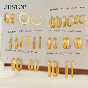 Trendy <b>Hook</b> Hoop <b>Earrings</b> 18K Gold Plated Stainless Steel Hypoallergenic Women's Fashion Jewelry Supplier Fine <b>Earrings</b> - Product Image 1